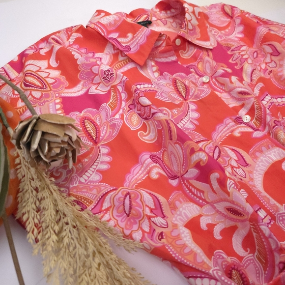 New Talbots Pocketed Belted Pink Floral Maxi Shirt Dress Sz 14 - Picture 5 of 8